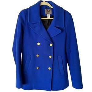 J Crew Women's Pea Coat Stadium Cloth By Neelo Gori Size 10 Tall Royal Blue